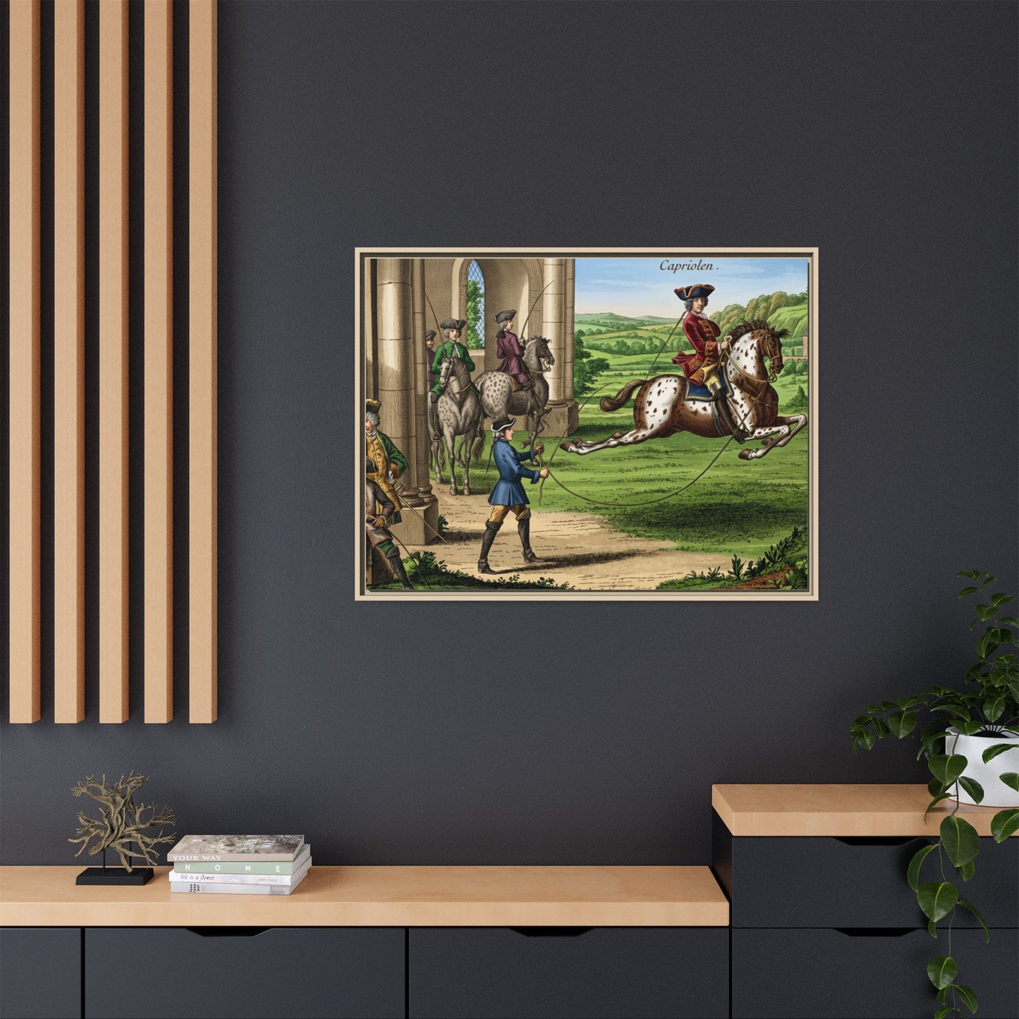 Equestrian Capriole Matte Canvas Print — Framed Historical Horse Art