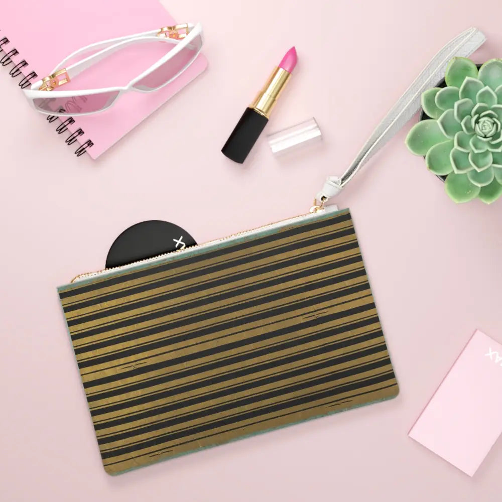 Chic Gold Striped Clutch Bag - Modern Fashion Accessory for Day & Night - One size - Bags