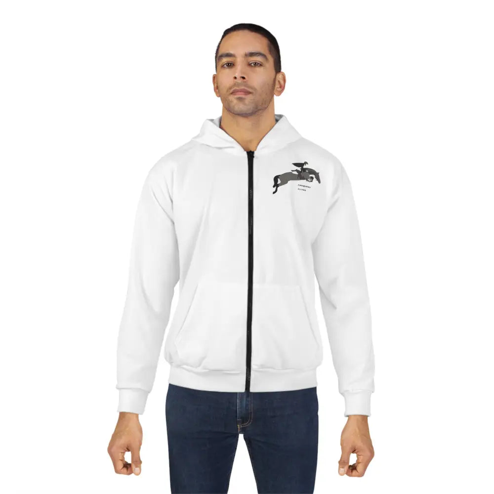 Equestrian Zip Hoodie with Show Jumper Image and Frequent Flyer Text - All Over Prints