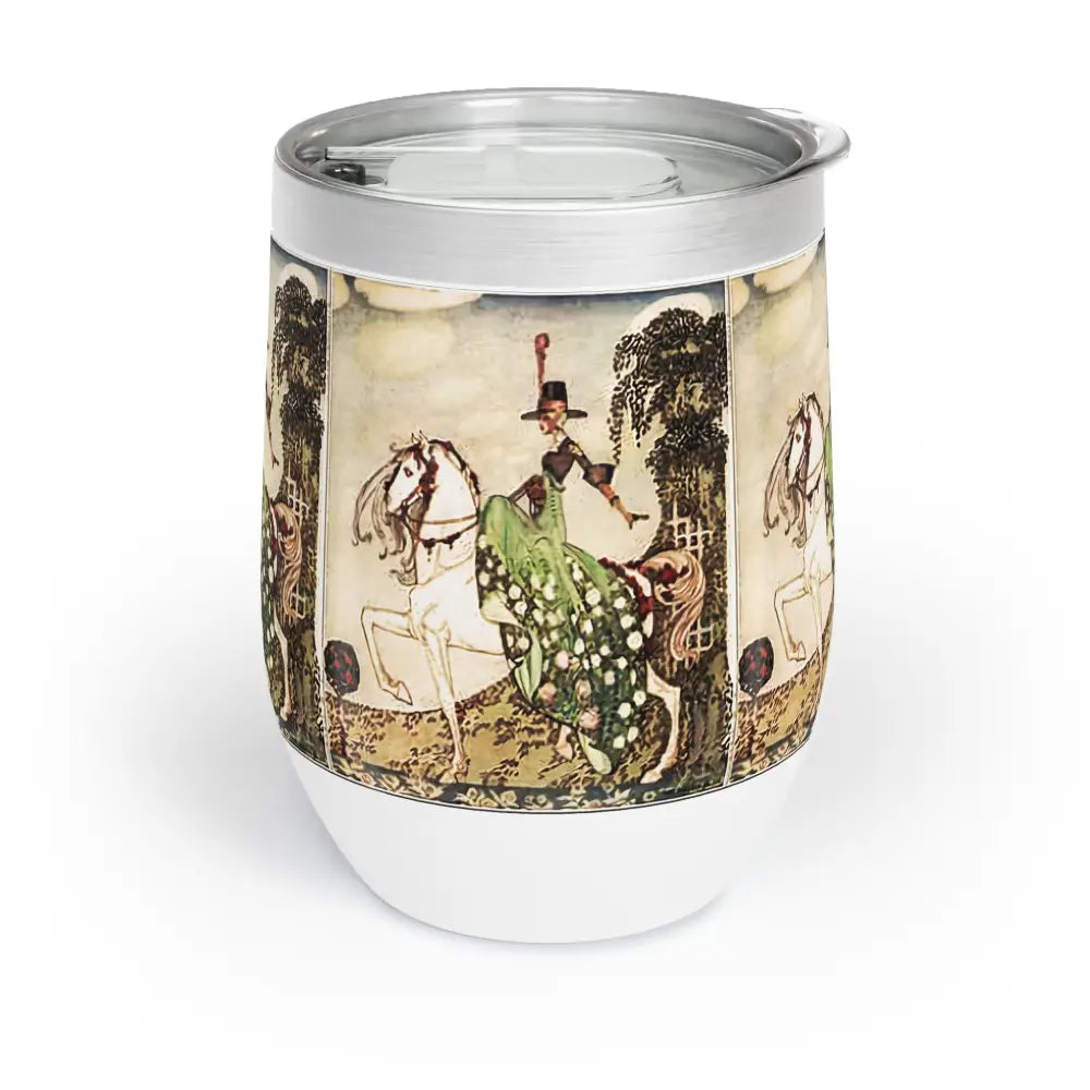 Wine Tumbler - Fantasy Female Rider on Horse Design - White / 12oz - Mug