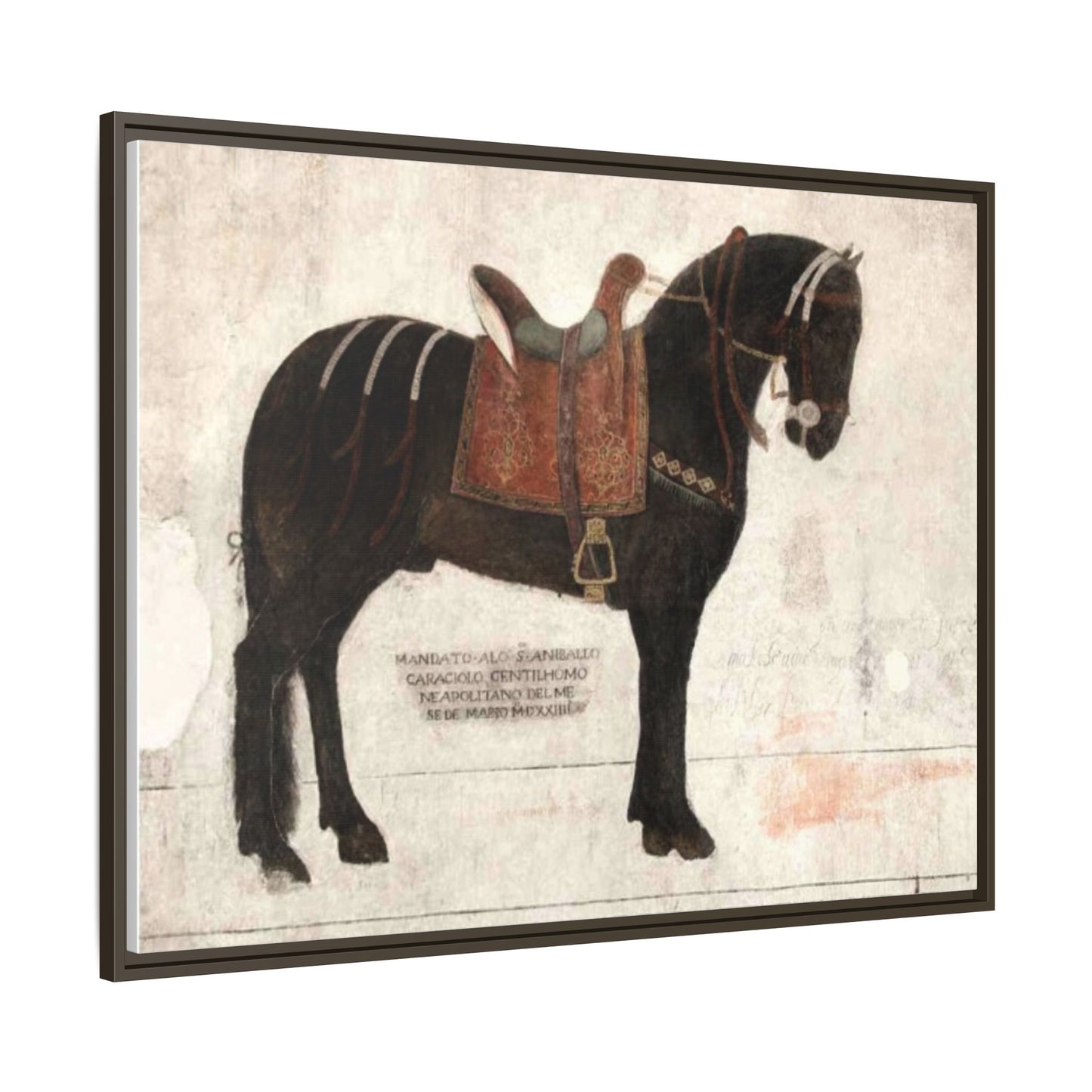 Framed Matte Canvas – 1523 Bay Horse 'Stella' Palazzo Pandone Fresco Print