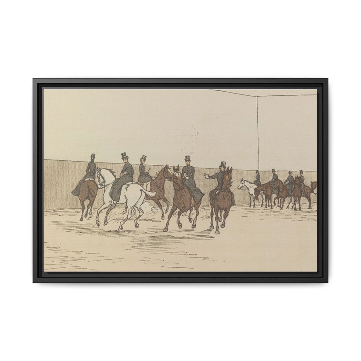 Parisian Riding School 1800s Matte Canvas Framed Wall Art