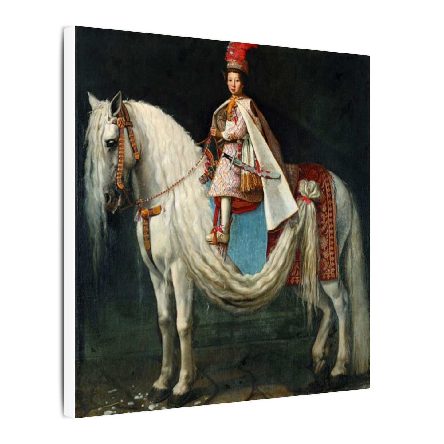 Canvas Wall Art - Young aristocrat Riding his Spanish Neapolitan Cross
