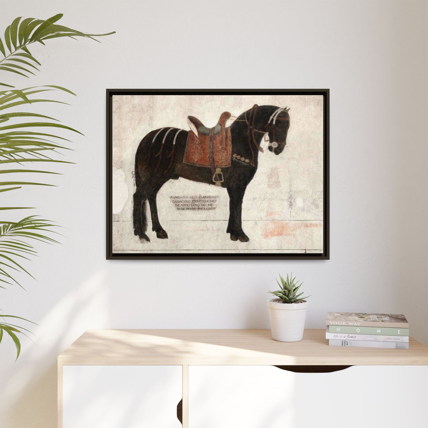 Framed Matte Canvas – 1523 Bay Horse 'Stella' Palazzo Pandone Fresco Print