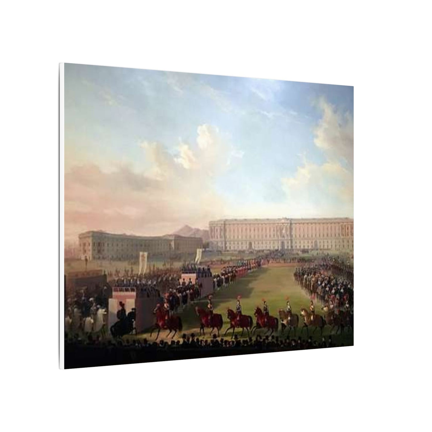 Renaissance Procession Canvas Art — Horses, Riders & Castle Stretched Print