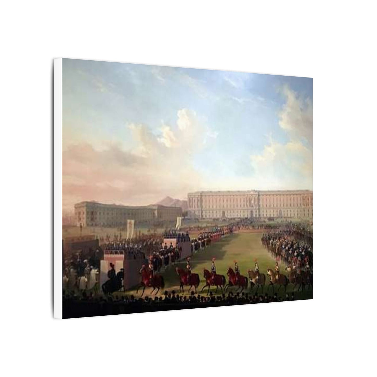 Renaissance Procession Canvas Art — Horses, Riders & Castle Stretched Print