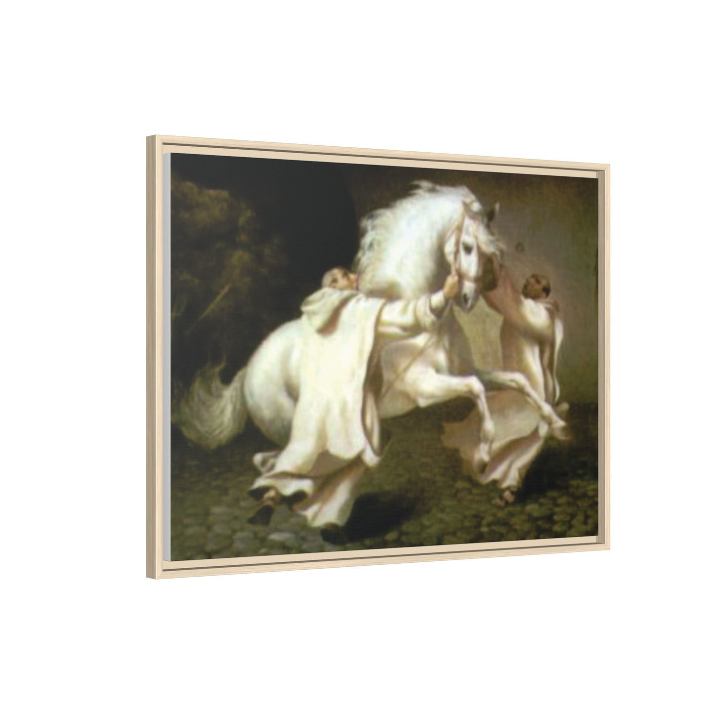 Framed Matte Canvas Print — Carthusian Monks Leading Andalusian Stallion