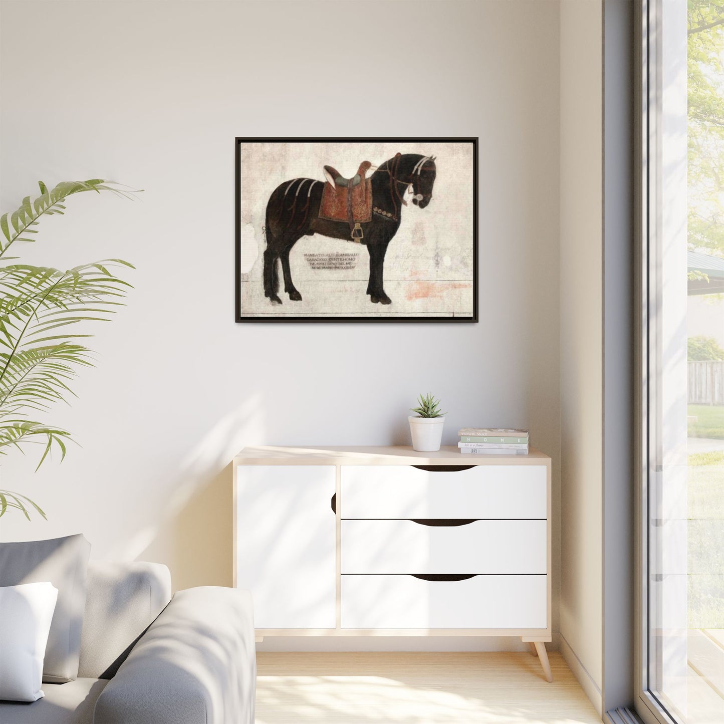 Framed Matte Canvas – 1523 Bay Horse 'Stella' Palazzo Pandone Fresco Print
