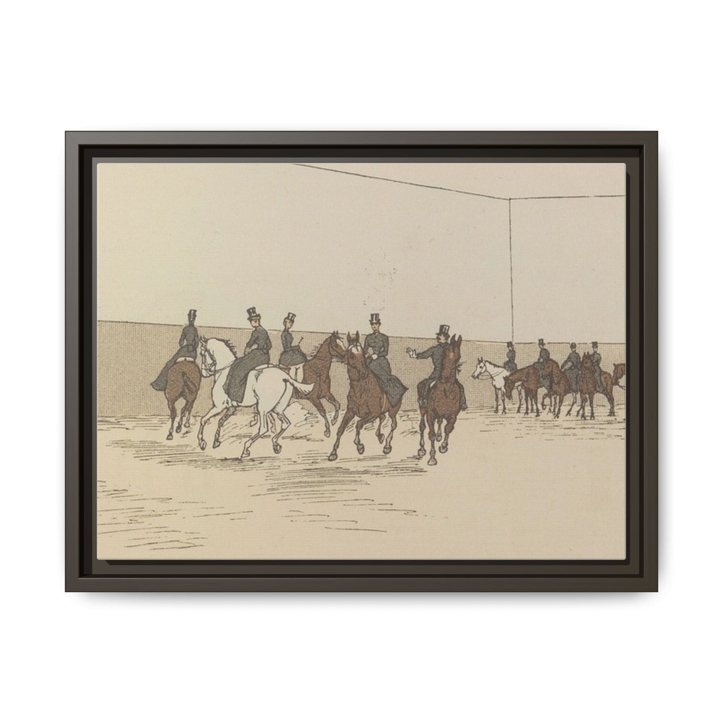 Parisian Riding School 1800s Matte Canvas Framed Wall Art