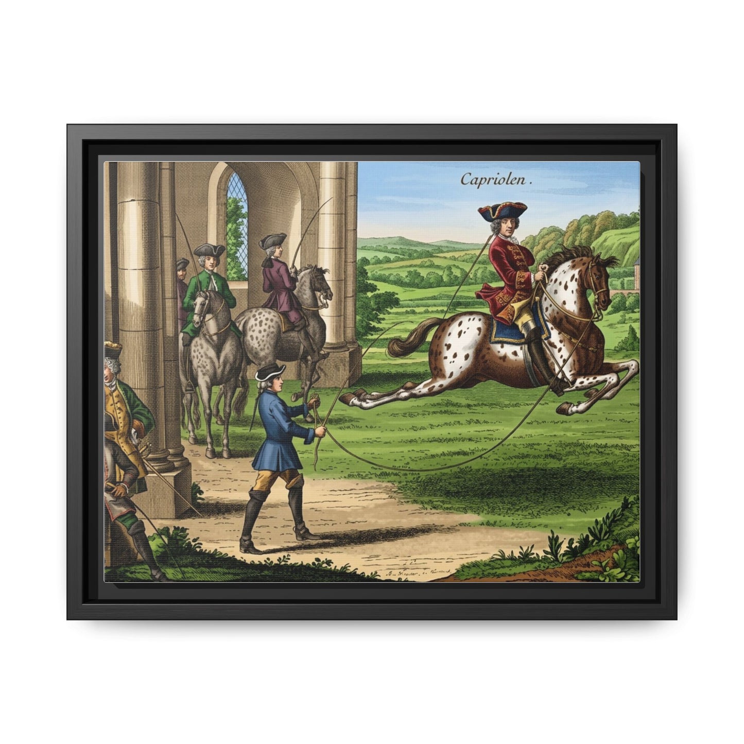 Equestrian Capriole Matte Canvas Print — Framed Historical Horse Art