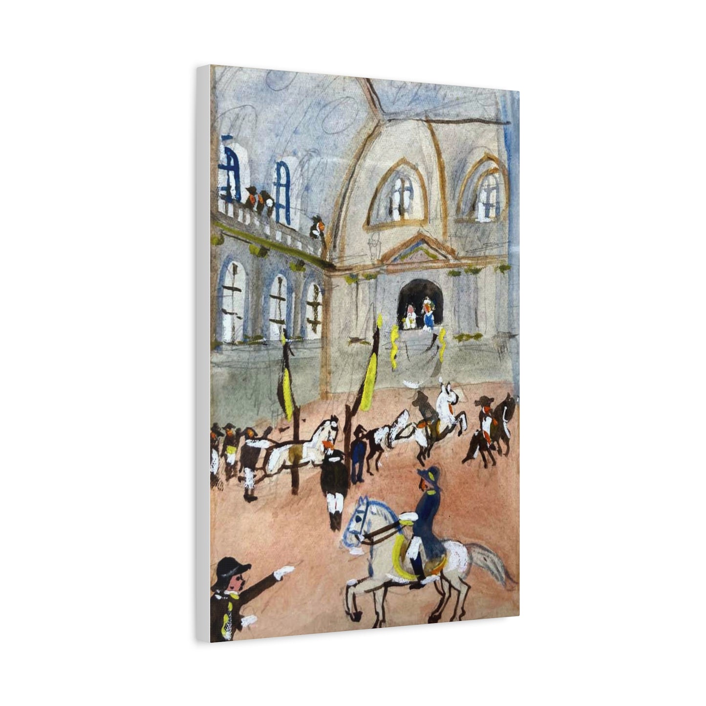 Spanish Riding School Equestrian Canvas Art — Vintage Horse Parade Matte Stretched Canvas