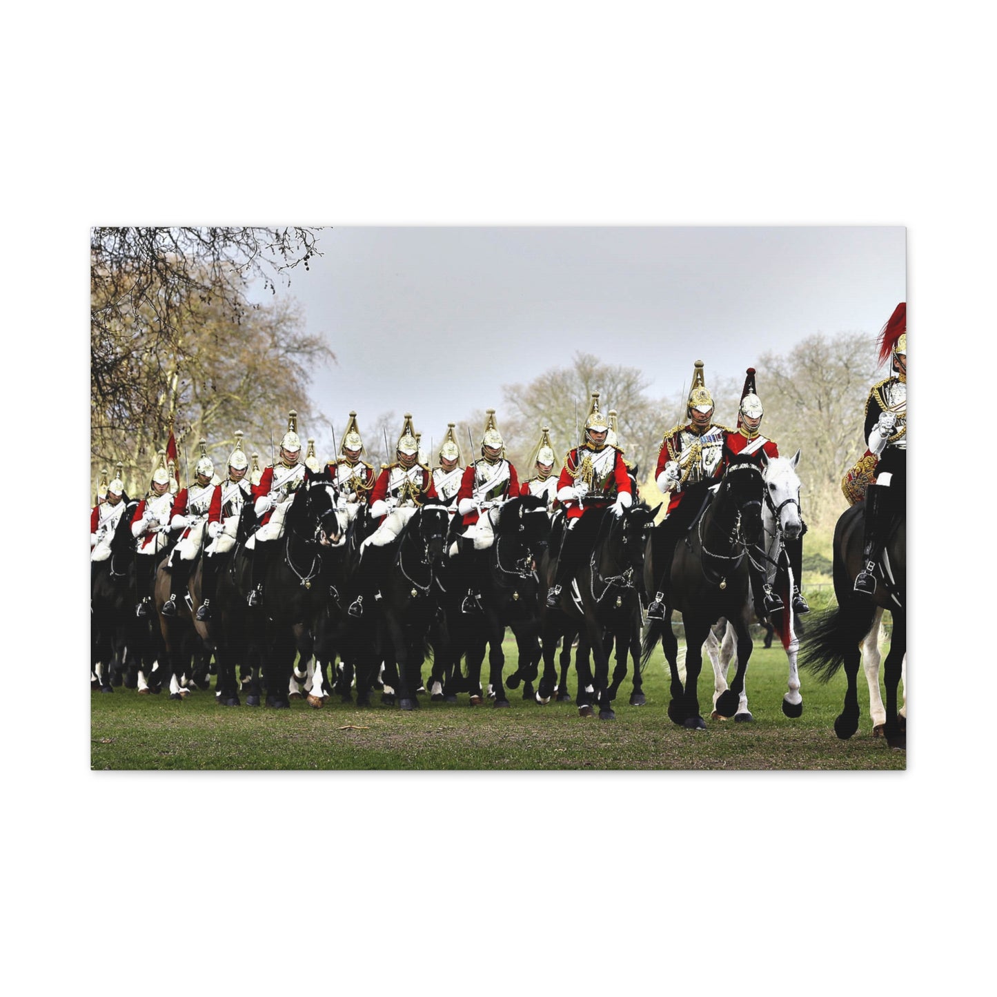 British Household Cavalry Canvas Print — "Yesterday, Today, and Tomorrow the British Household Cavalry Rides"