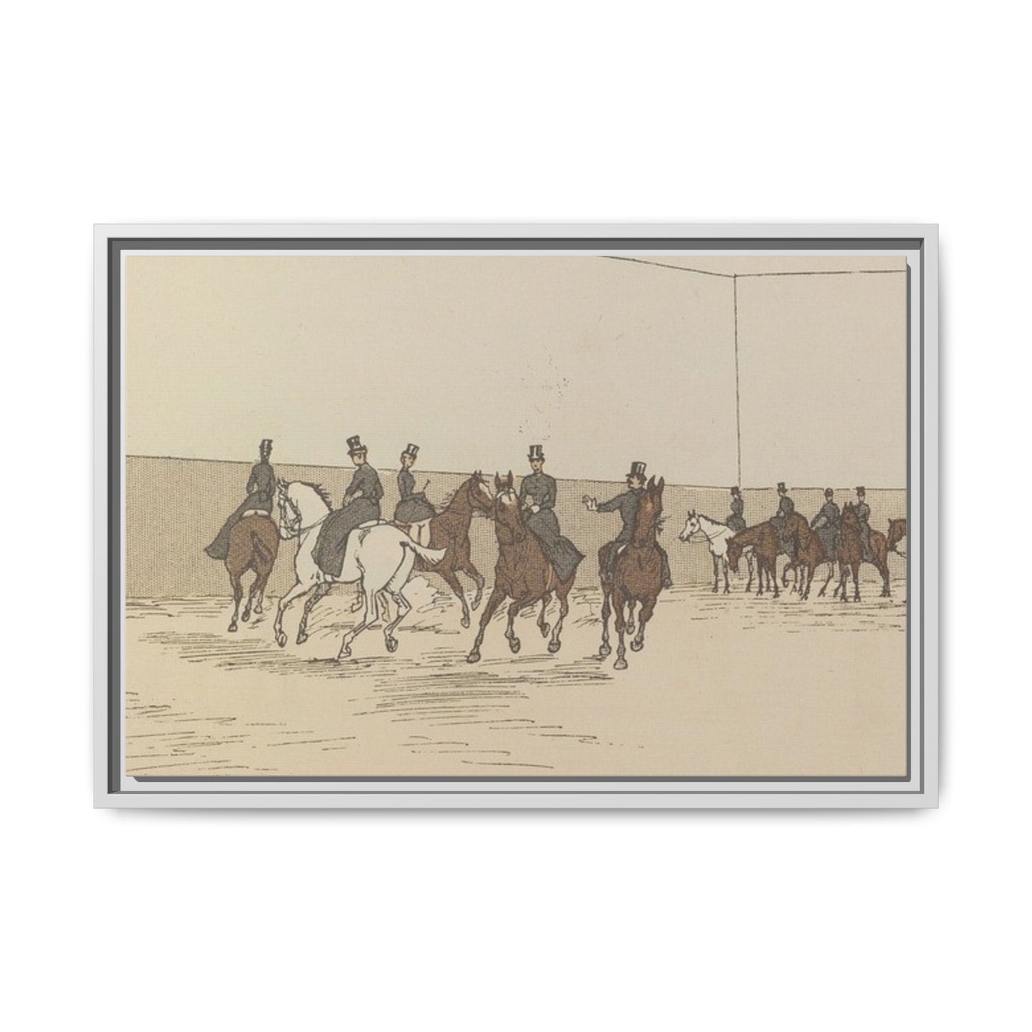 Parisian Riding School 1800s Matte Canvas Framed Wall Art