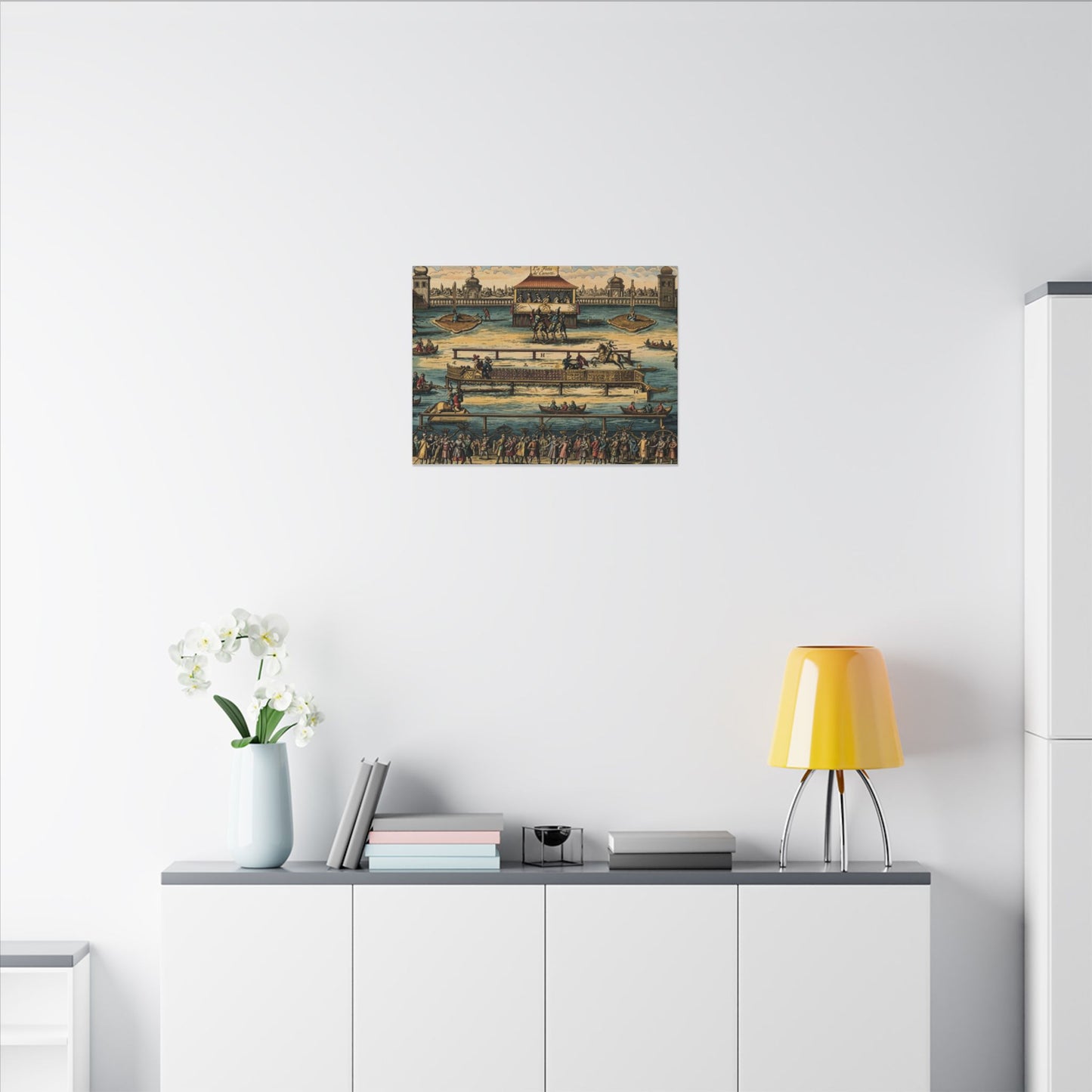 La Festa de' Canotti Matte Canvas — Baroque 'Festival of the Little Boats' Illustration