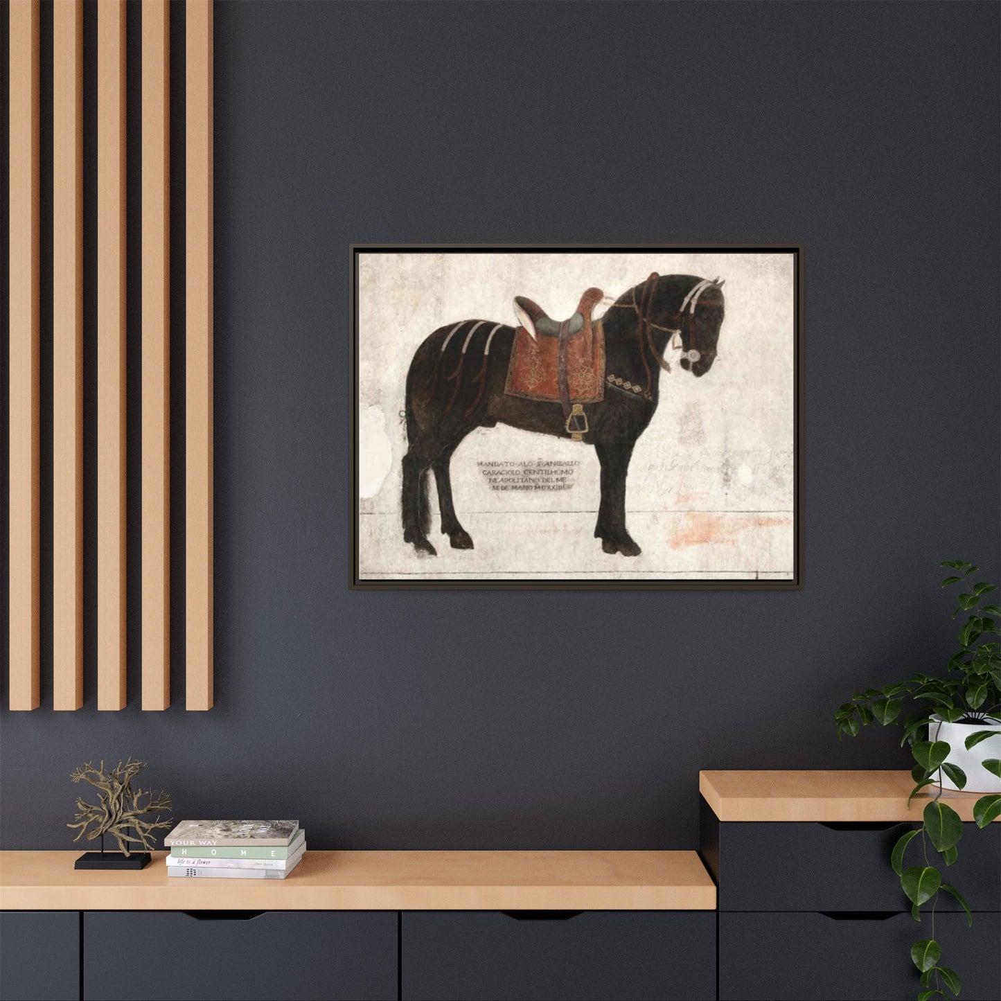 Framed Matte Canvas – 1523 Bay Horse 'Stella' Palazzo Pandone Fresco Print
