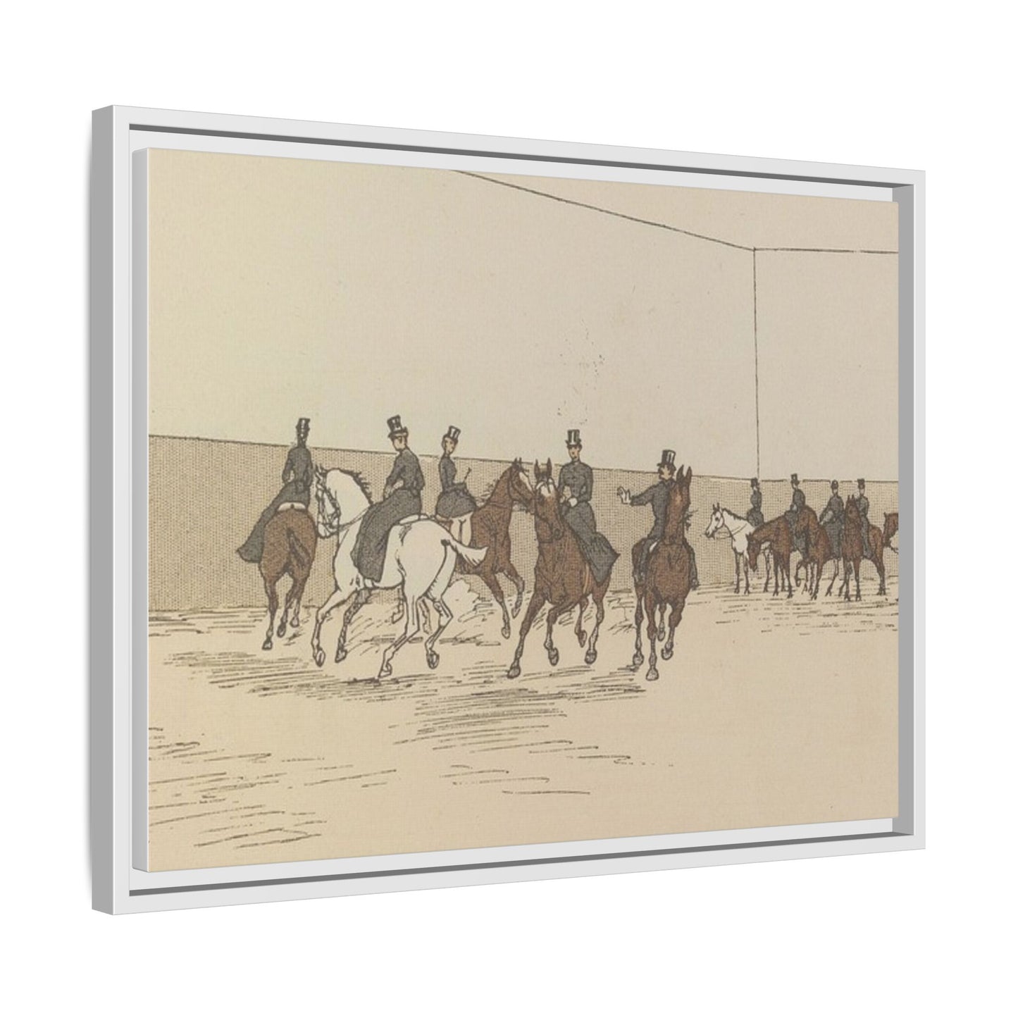 Parisian Riding School 1800s Matte Canvas Framed Wall Art