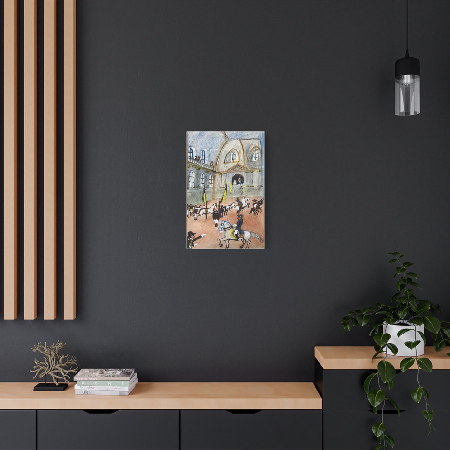 Spanish Riding School Equestrian Canvas Art — Vintage Horse Parade Matte Stretched Canvas
