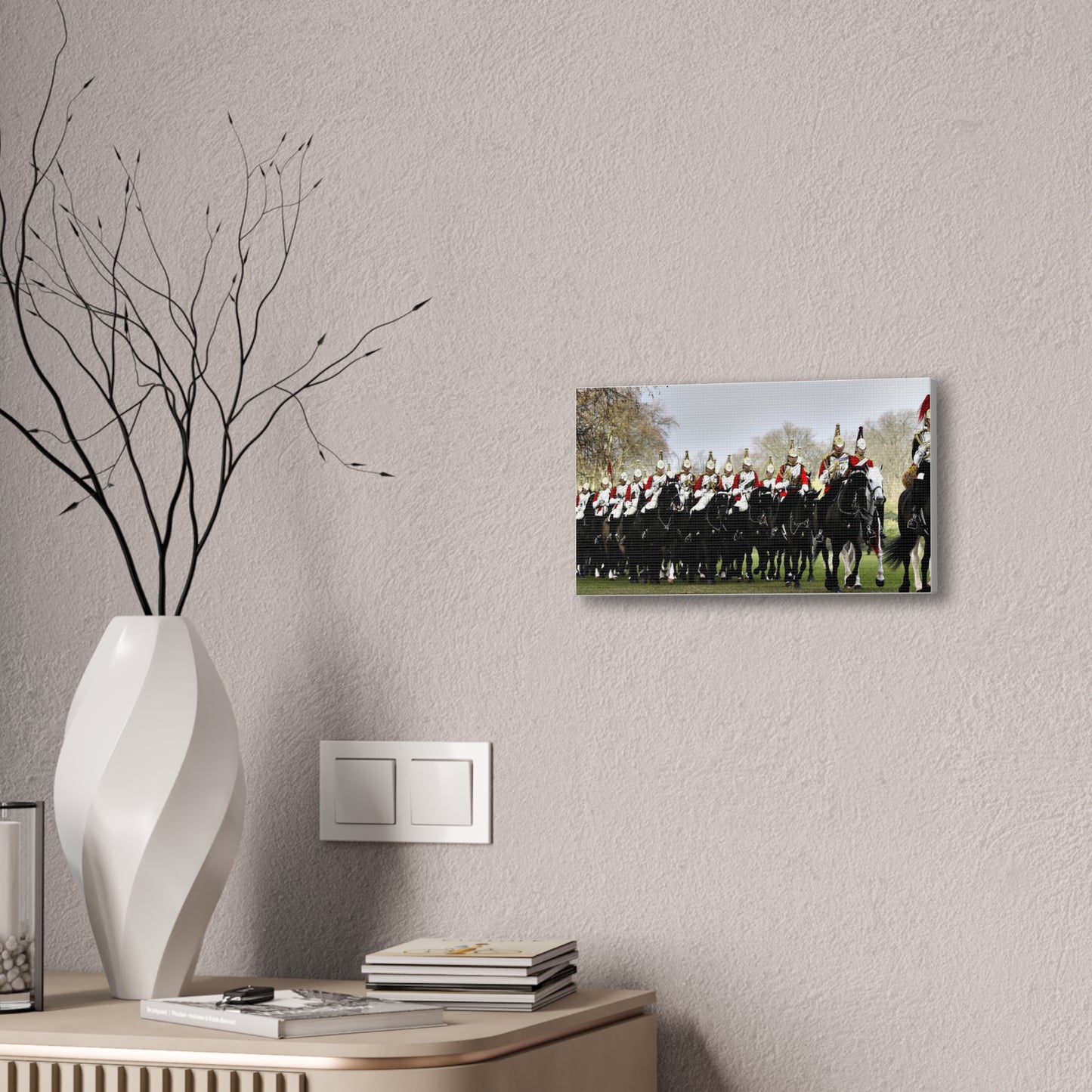 British Household Cavalry Canvas Print — "Yesterday, Today, and Tomorrow the British Household Cavalry Rides"