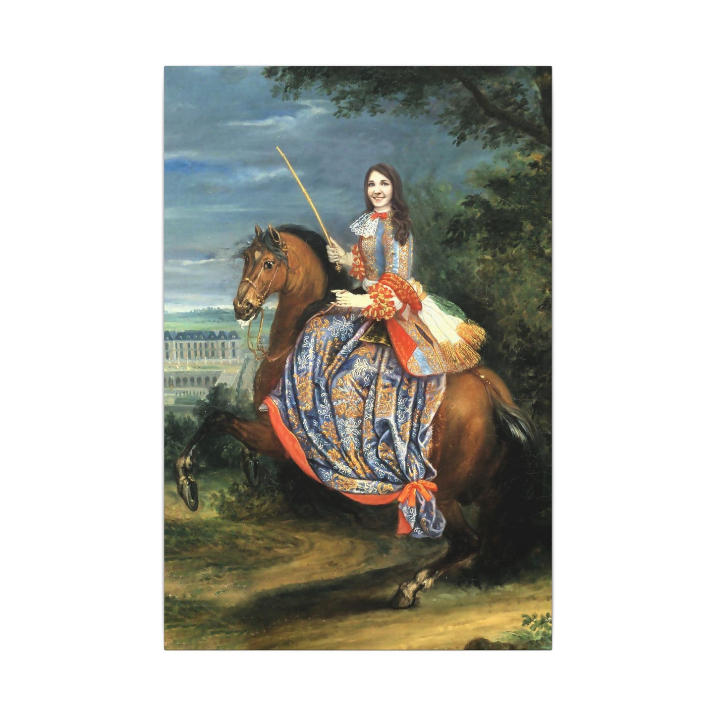 Equestrian Portrait Canvas Print — Lady on Horse Matte Stretched Wall Art