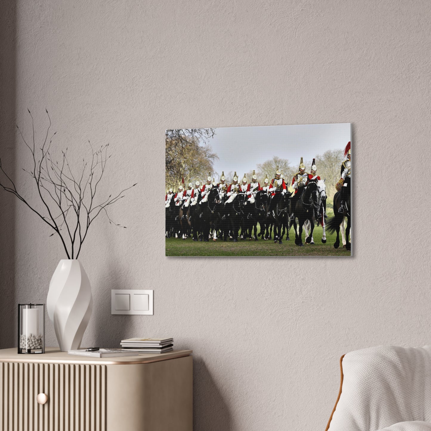 British Household Cavalry Canvas Print — "Yesterday, Today, and Tomorrow the British Household Cavalry Rides"