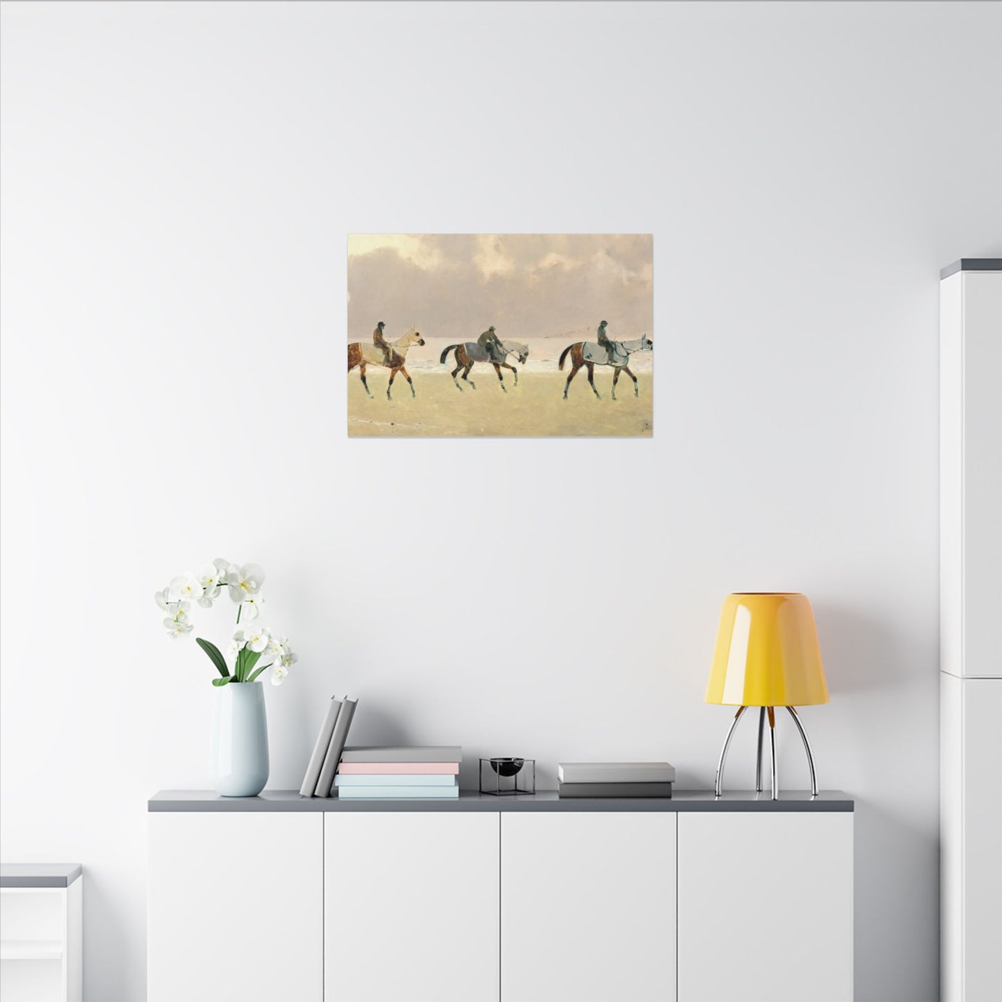 Equestrian Beach Ride Stretched Canvas — Riders on the Beach at Dieppe