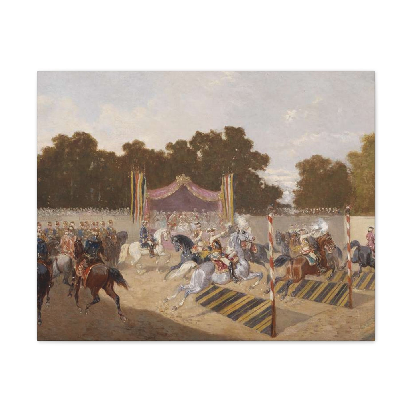 Equestrian Carousel Canvas Print — Vintage Baroque Tournament Wall Art