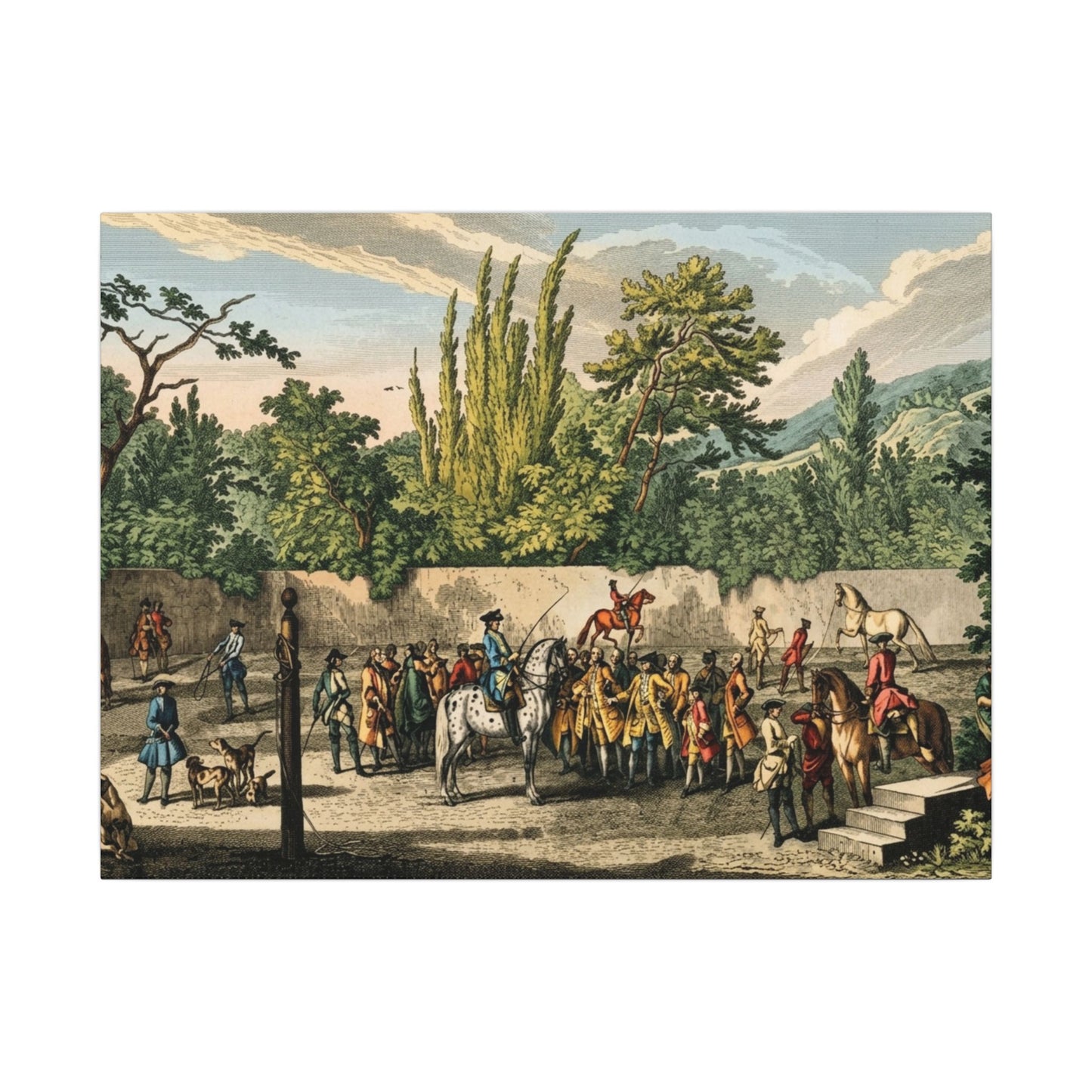 Historical Horse Riding Scene Matte Canvas Print