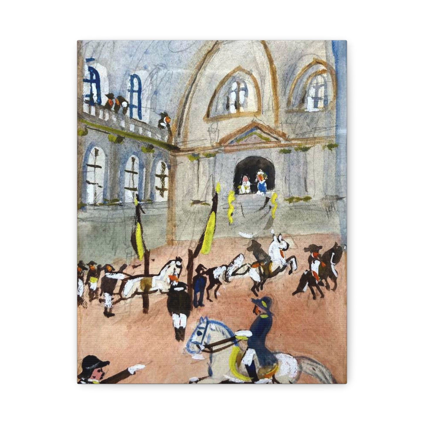 Spanish Riding School Equestrian Canvas Art — Vintage Horse Parade Matte Stretched Canvas
