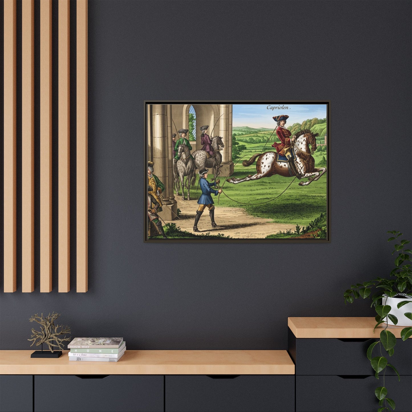 Equestrian Capriole Matte Canvas Print — Framed Historical Horse Art