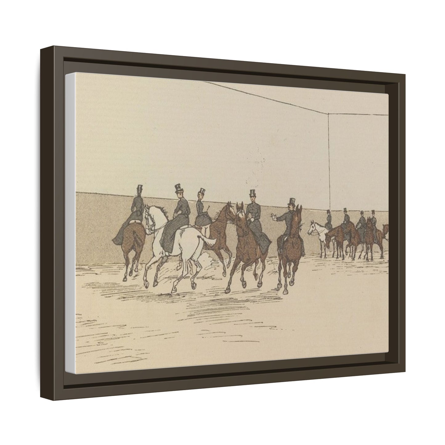 Parisian Riding School 1800s Matte Canvas Framed Wall Art