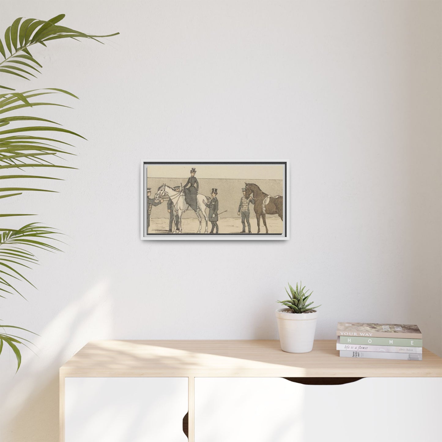 Vintage Paris Riding School Matte Canvas Print — 1800s Lady on Side Saddle (Framed)