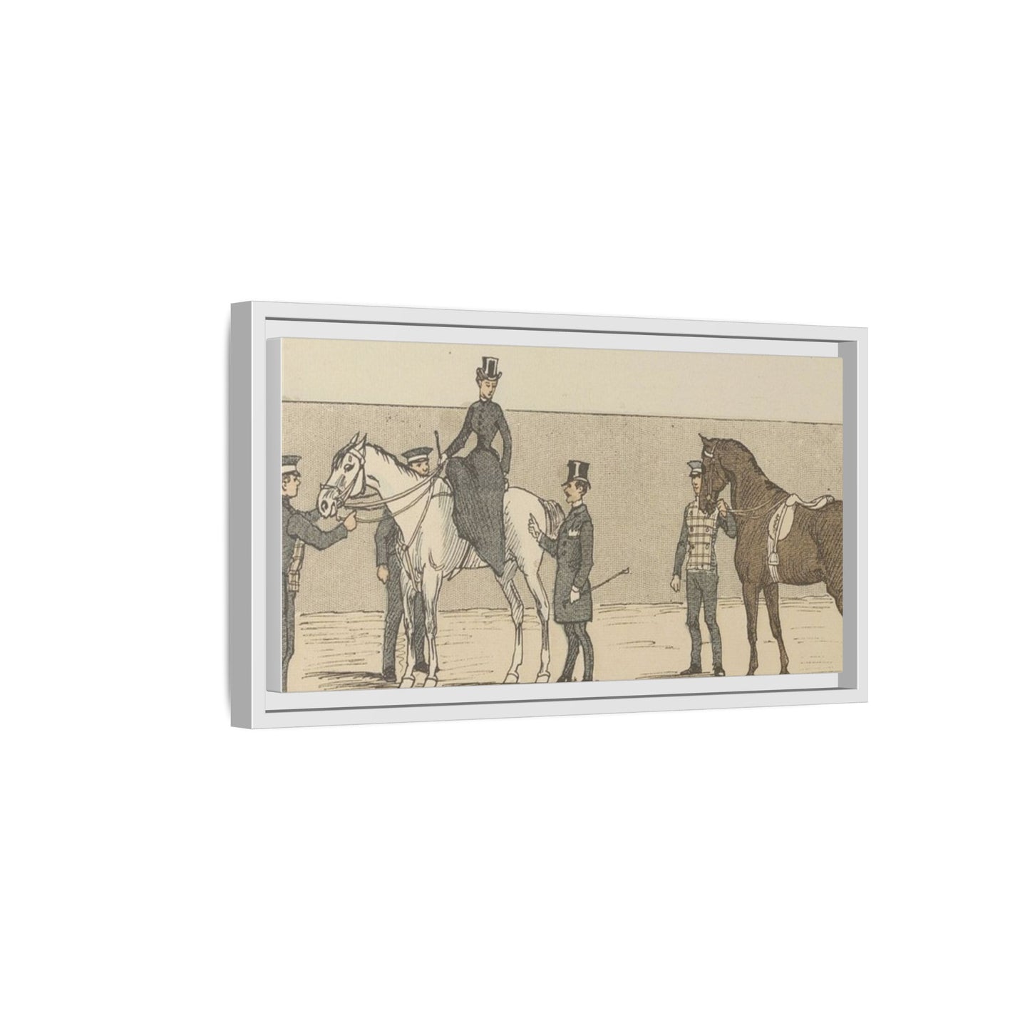Vintage Paris Riding School Matte Canvas Print — 1800s Lady on Side Saddle (Framed)