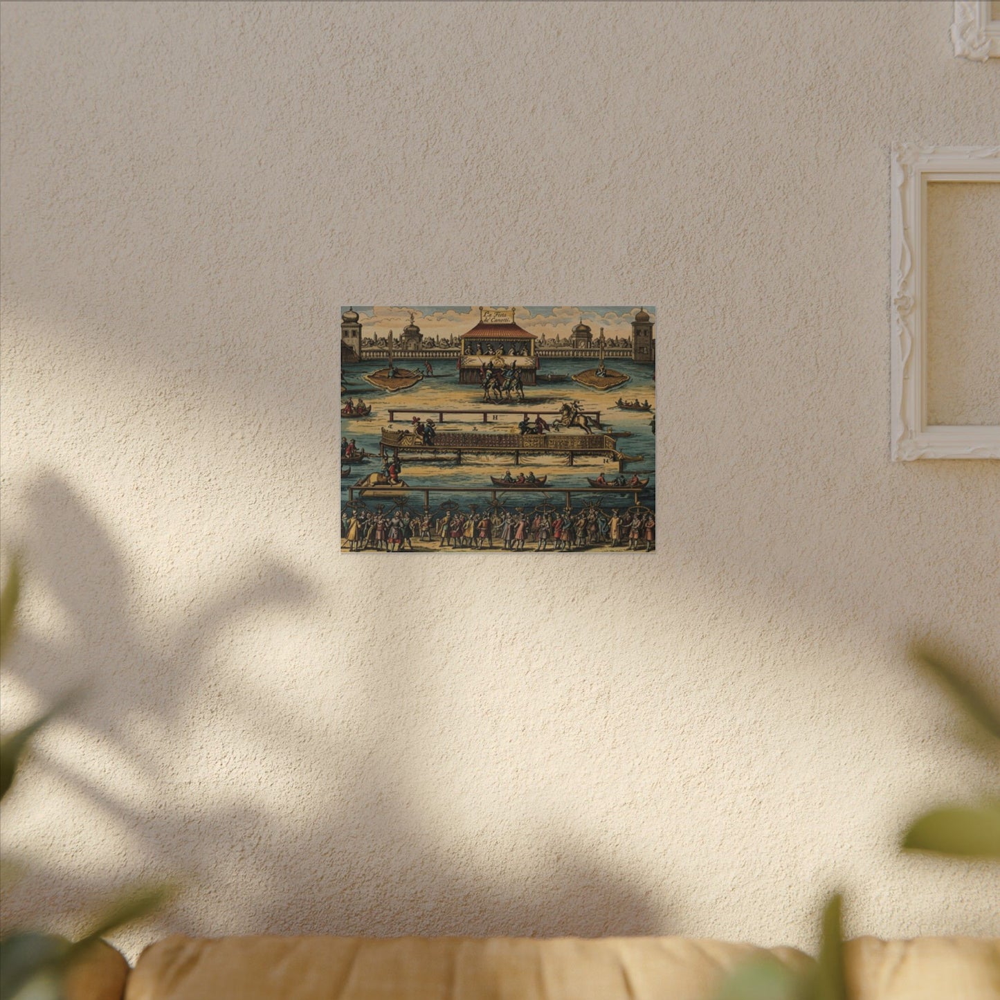 La Festa de' Canotti Matte Canvas — Baroque 'Festival of the Little Boats' Illustration
