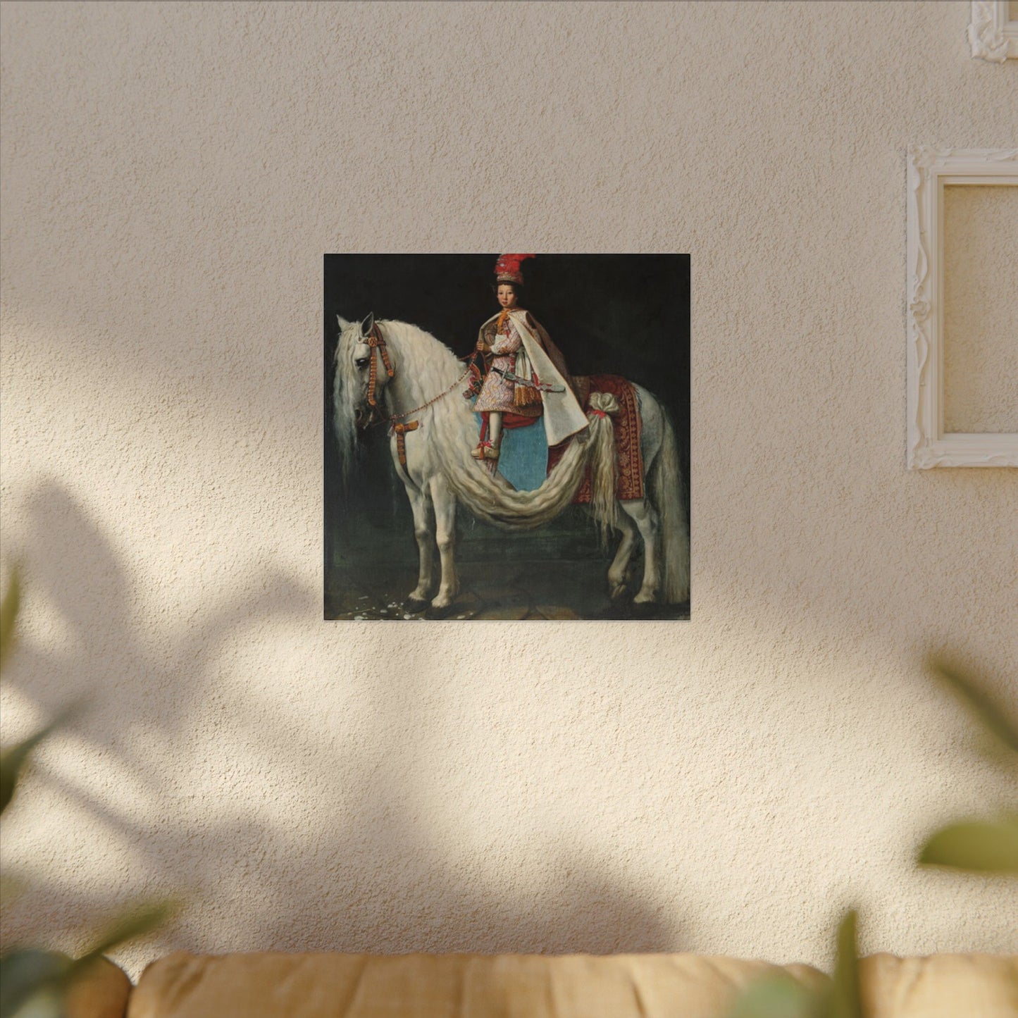 Canvas Wall Art - Young aristocrat Riding his Spanish Neapolitan Cross
