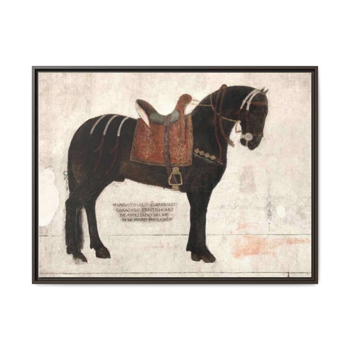 Framed Matte Canvas – 1523 Bay Horse 'Stella' Palazzo Pandone Fresco Print