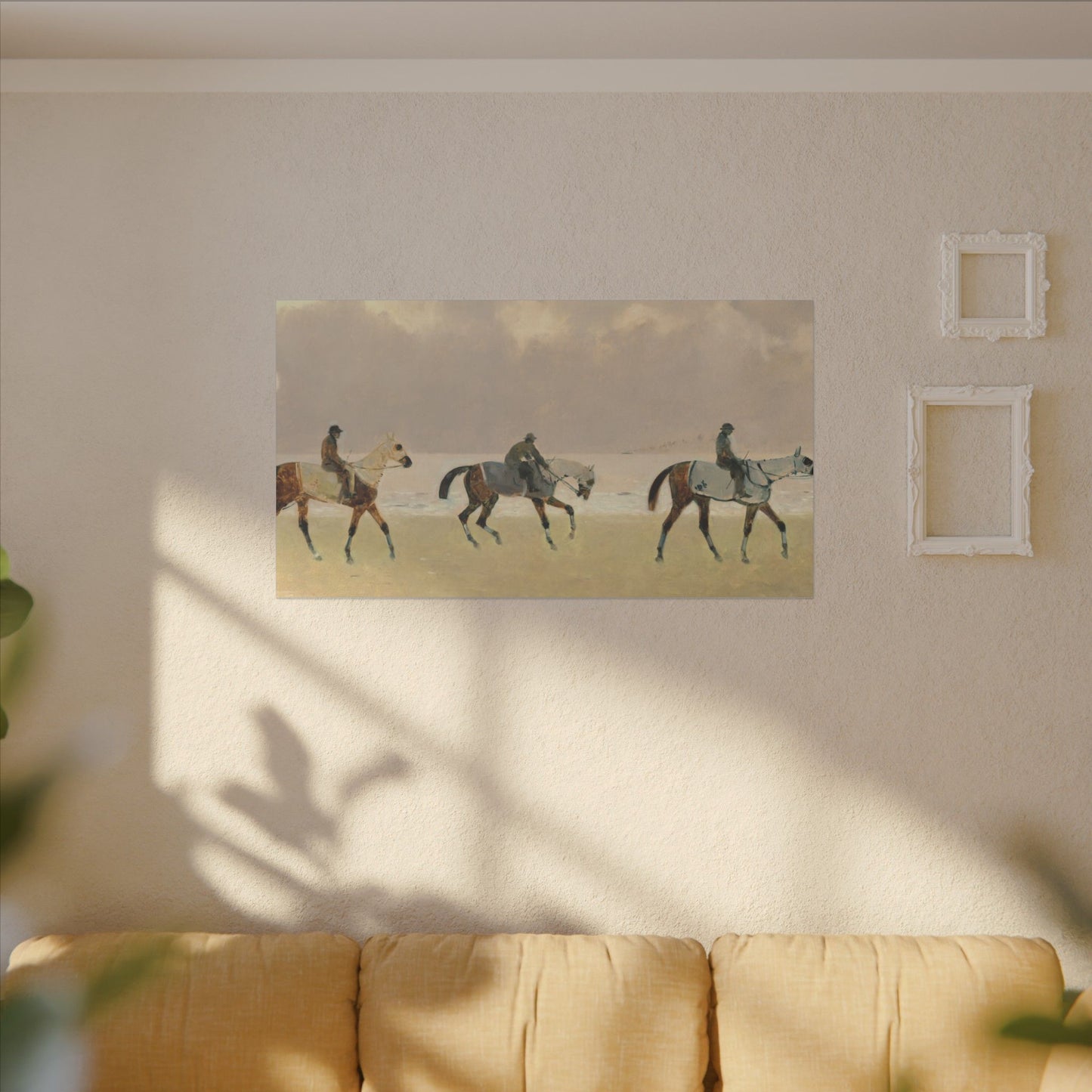 Equestrian Beach Ride Stretched Canvas — Riders on the Beach at Dieppe