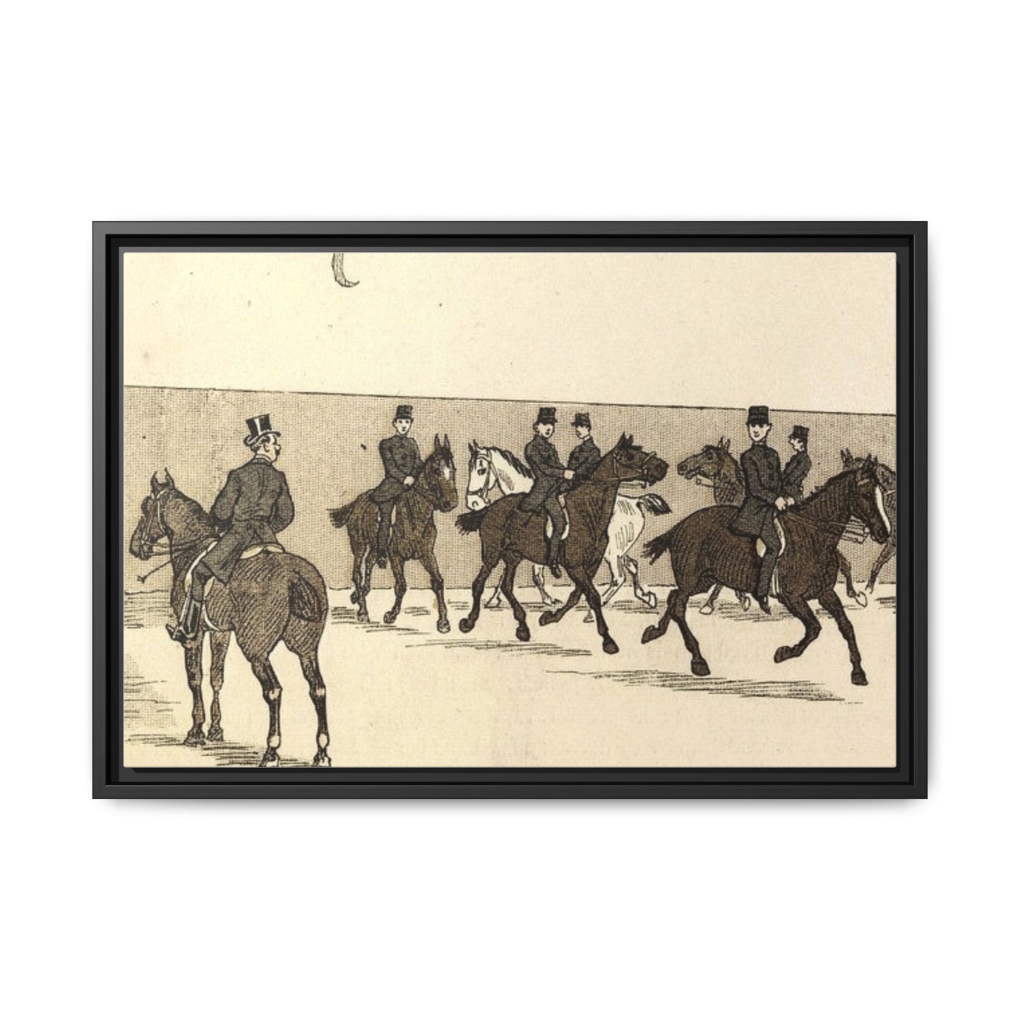 French Riding School Instructor Mounted Matte Canvas Framed
