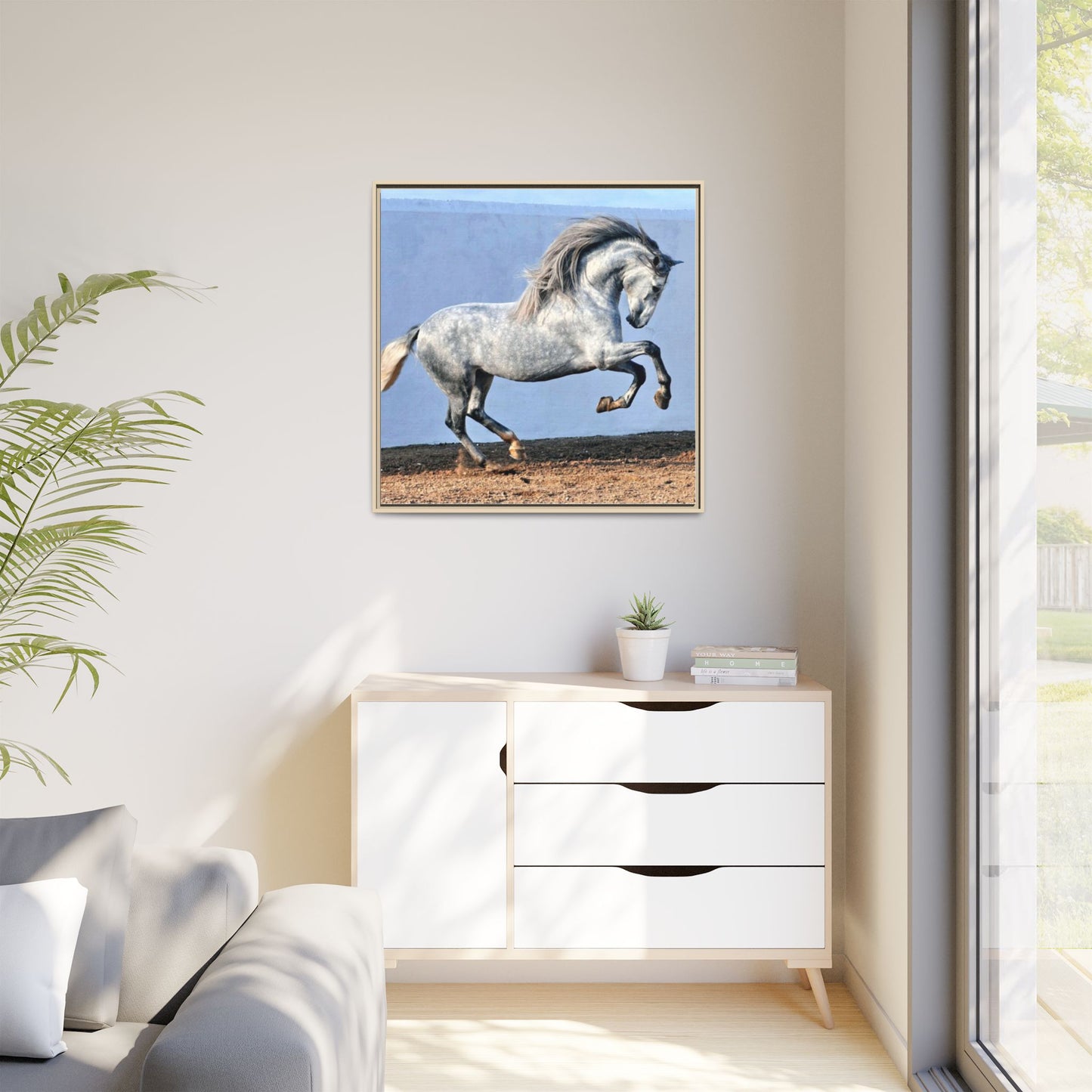 Canvas Print - Andalusian Stallion in Spirited Play