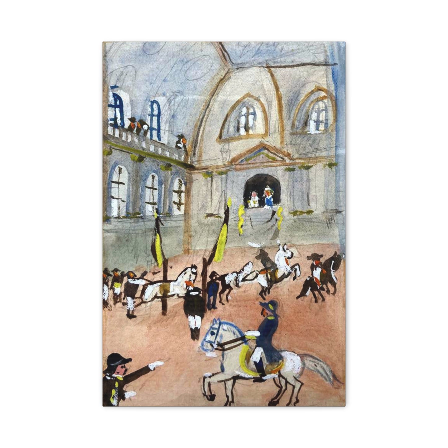Spanish Riding School Equestrian Canvas Art — Vintage Horse Parade Matte Stretched Canvas