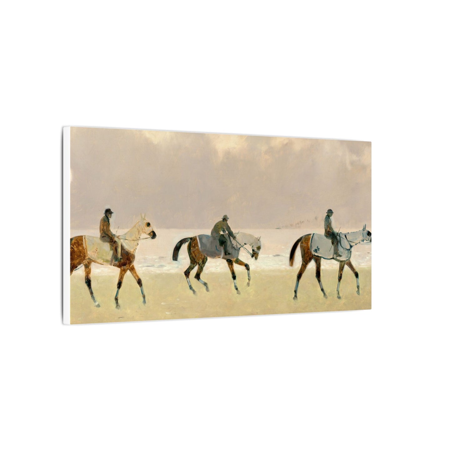 Equestrian Beach Ride Stretched Canvas — Riders on the Beach at Dieppe