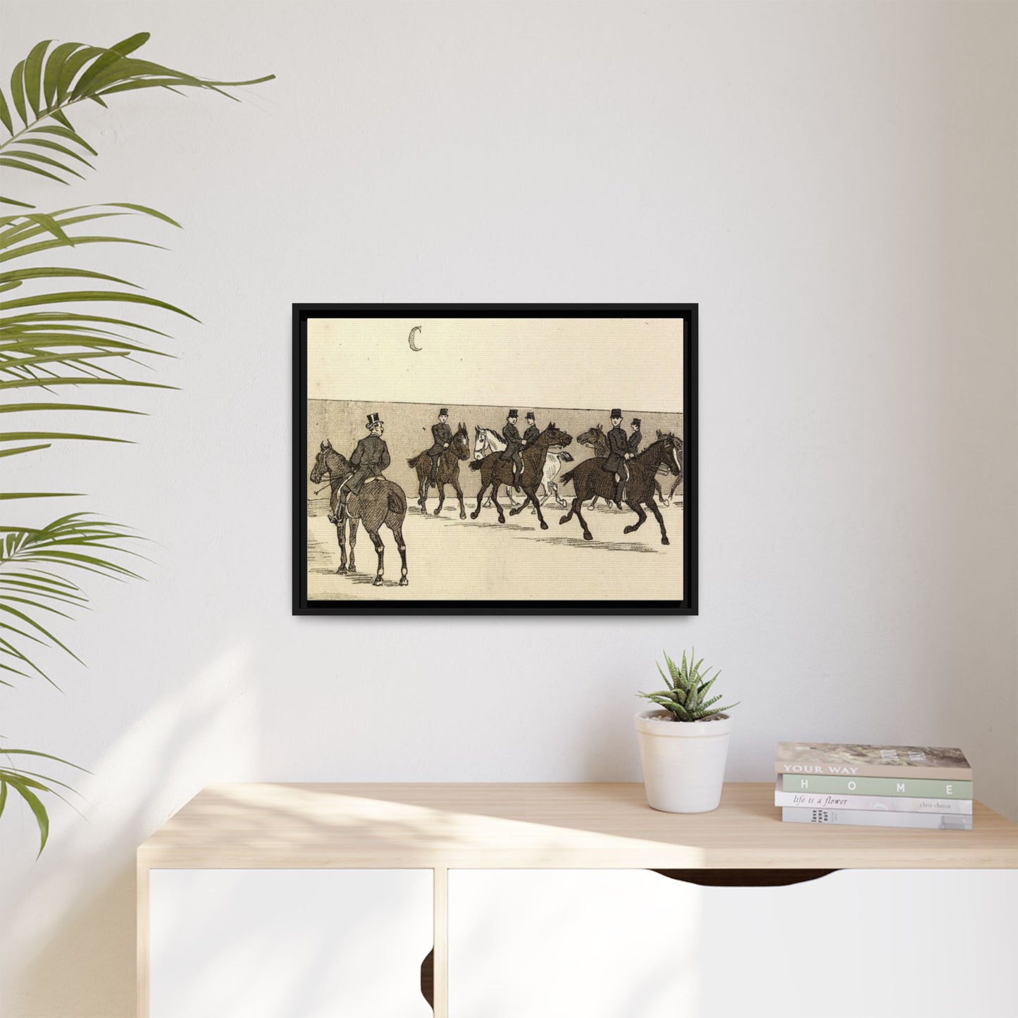 French Riding School Instructor Mounted Matte Canvas Framed