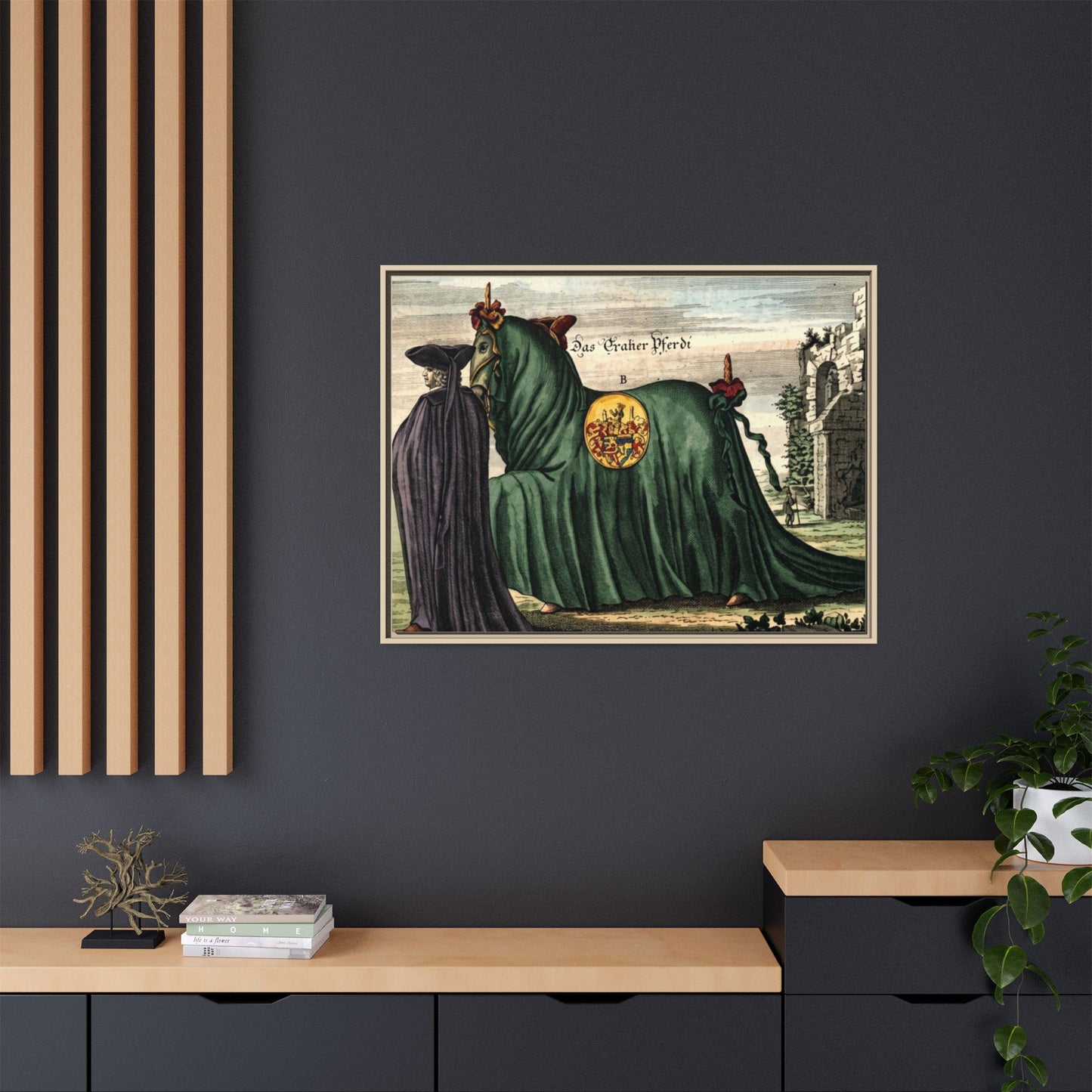 Framed Matte Canvas — 'Graher Pferdi' Parade Horse Illustration