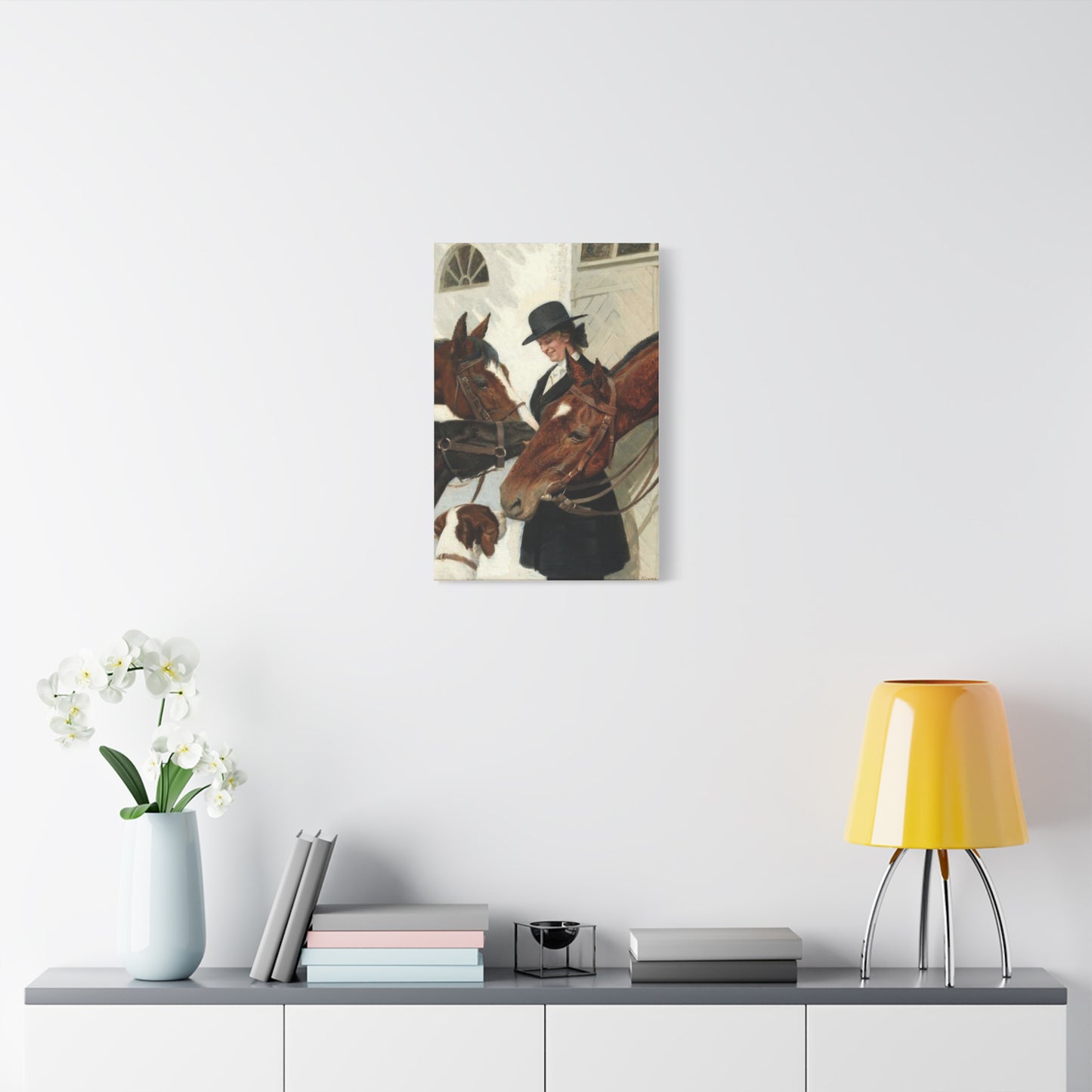 Equestrian Morning Matte Canvas Print — Visiting the Horses Wall Art