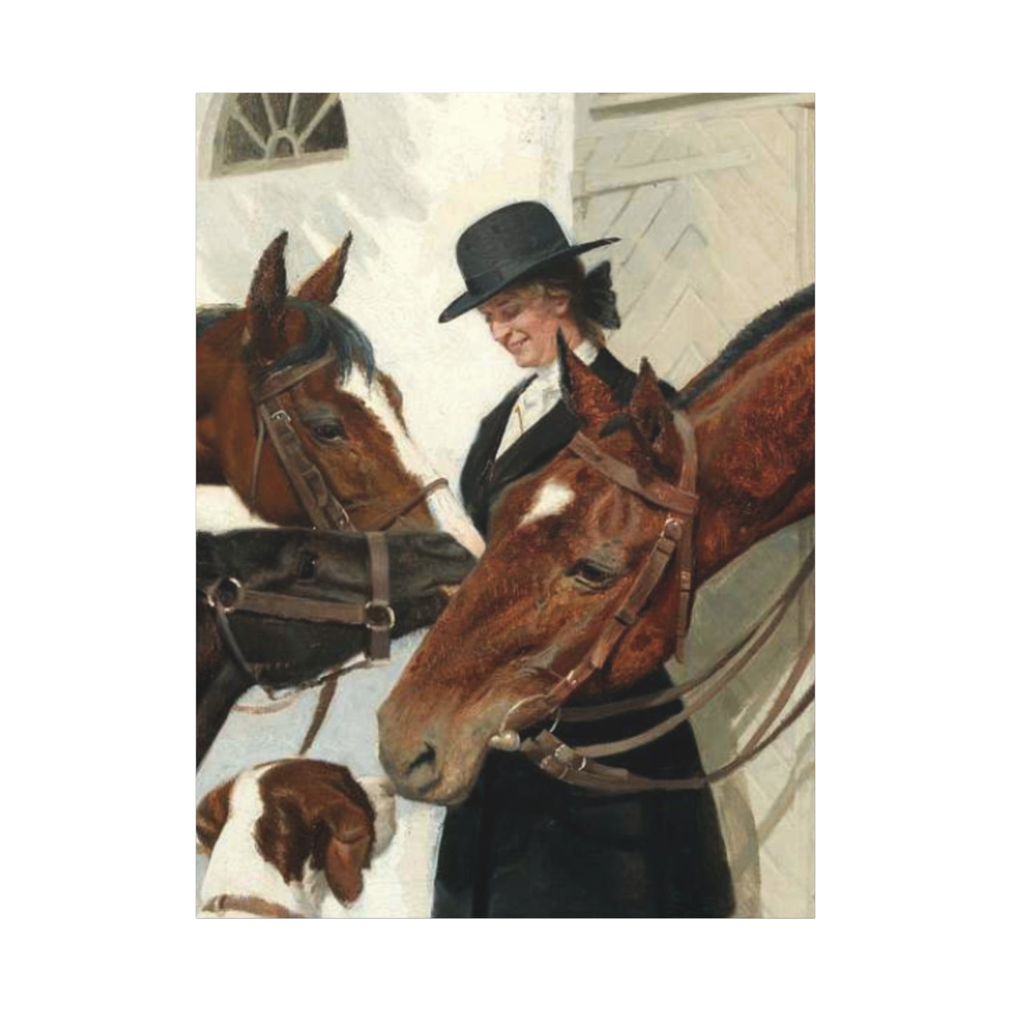 Equestrian Morning Matte Canvas Print — Visiting the Horses Wall Art