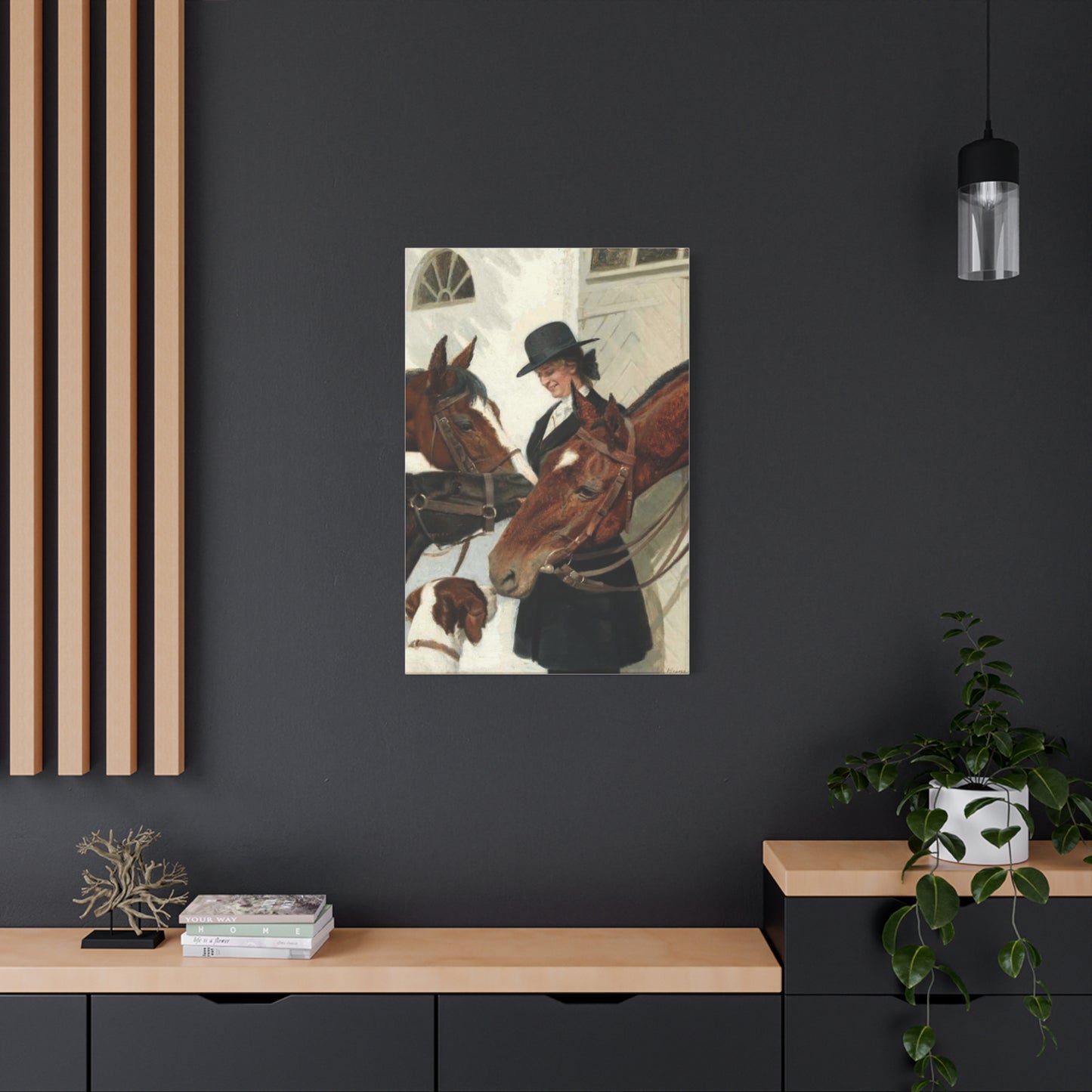 Equestrian Morning Matte Canvas Print — Visiting the Horses Wall Art