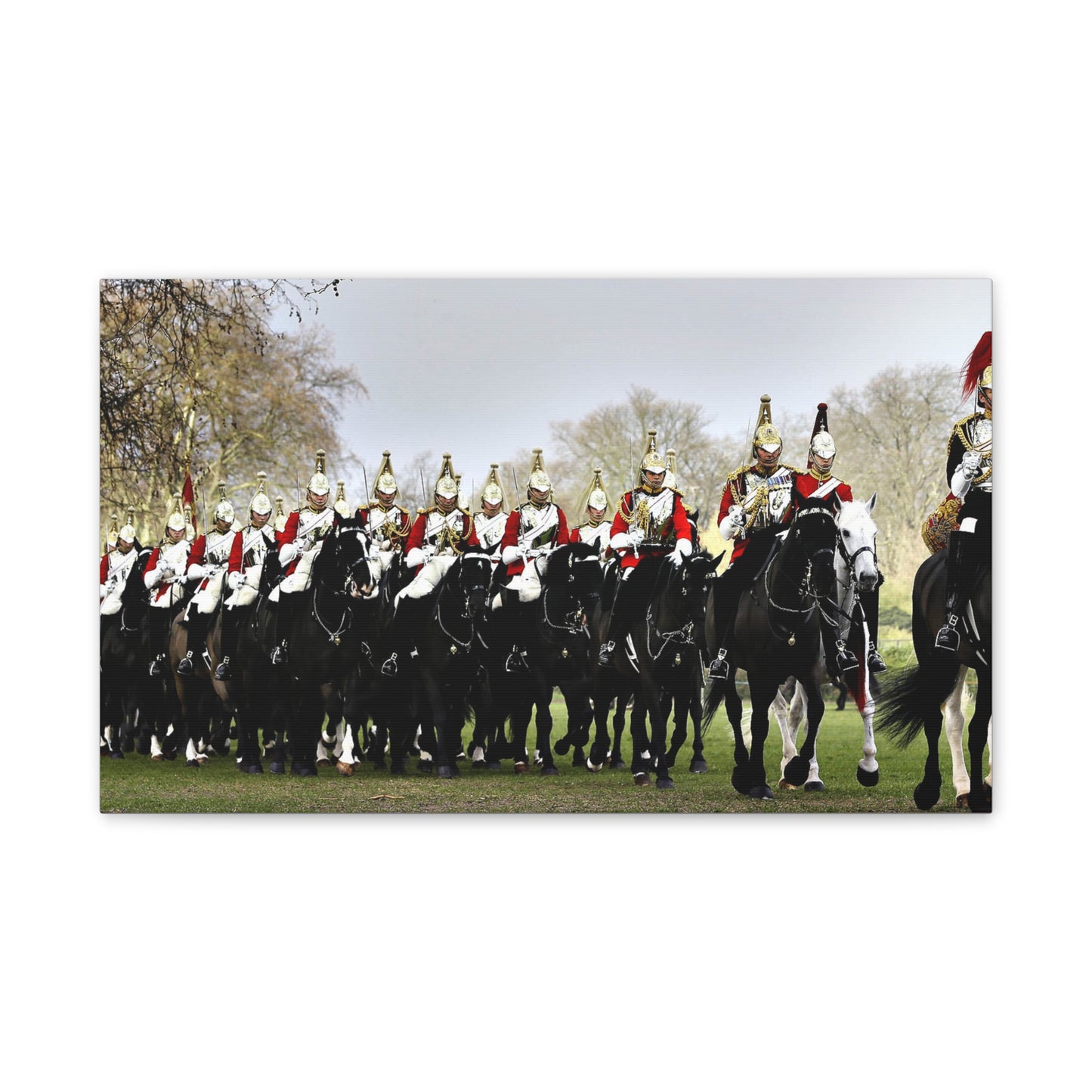 British Household Cavalry Canvas Print — "Yesterday, Today, and Tomorrow the British Household Cavalry Rides"