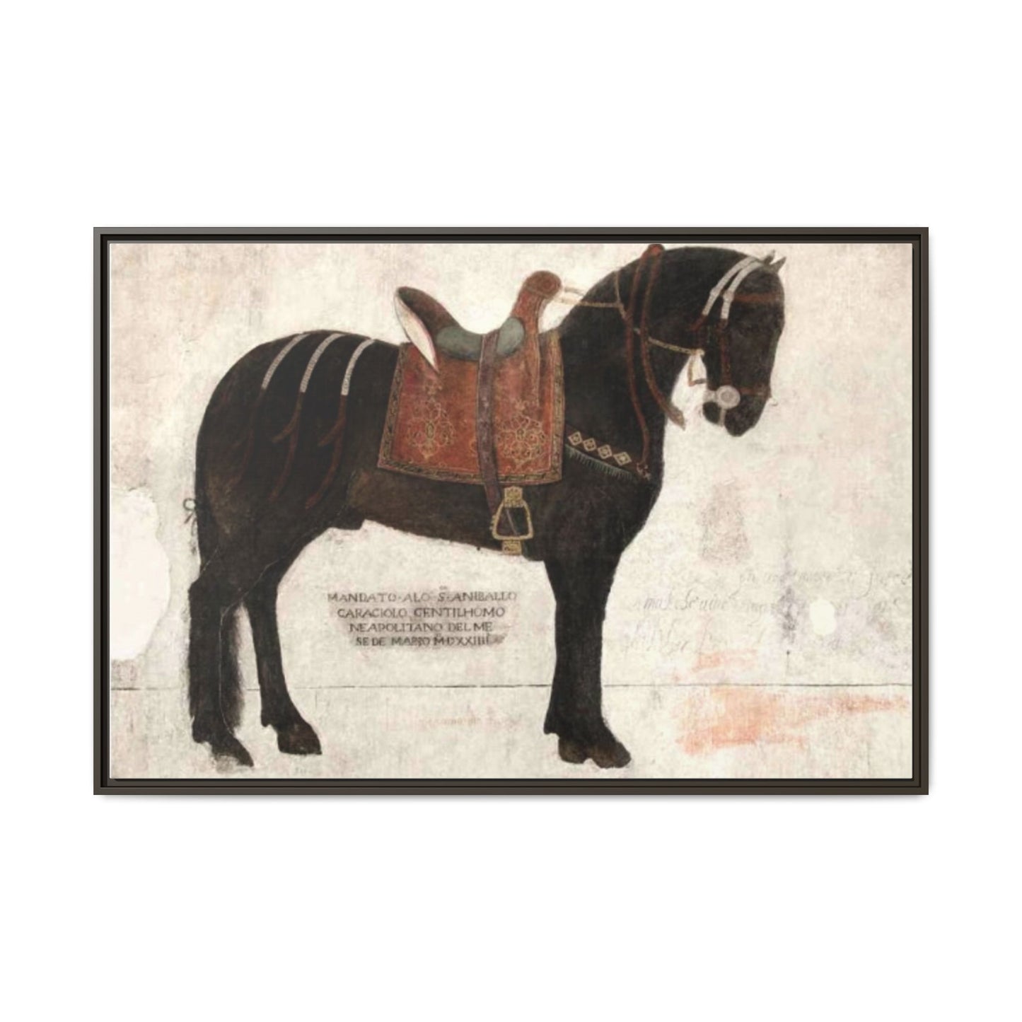 Framed Matte Canvas – 1523 Bay Horse 'Stella' Palazzo Pandone Fresco Print