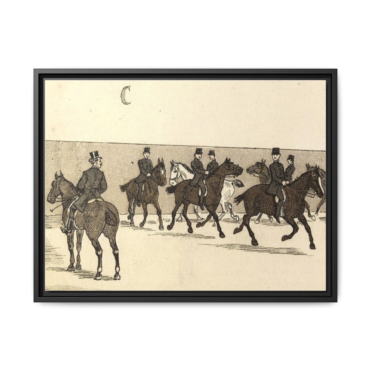 French Riding School Instructor Mounted Matte Canvas Framed