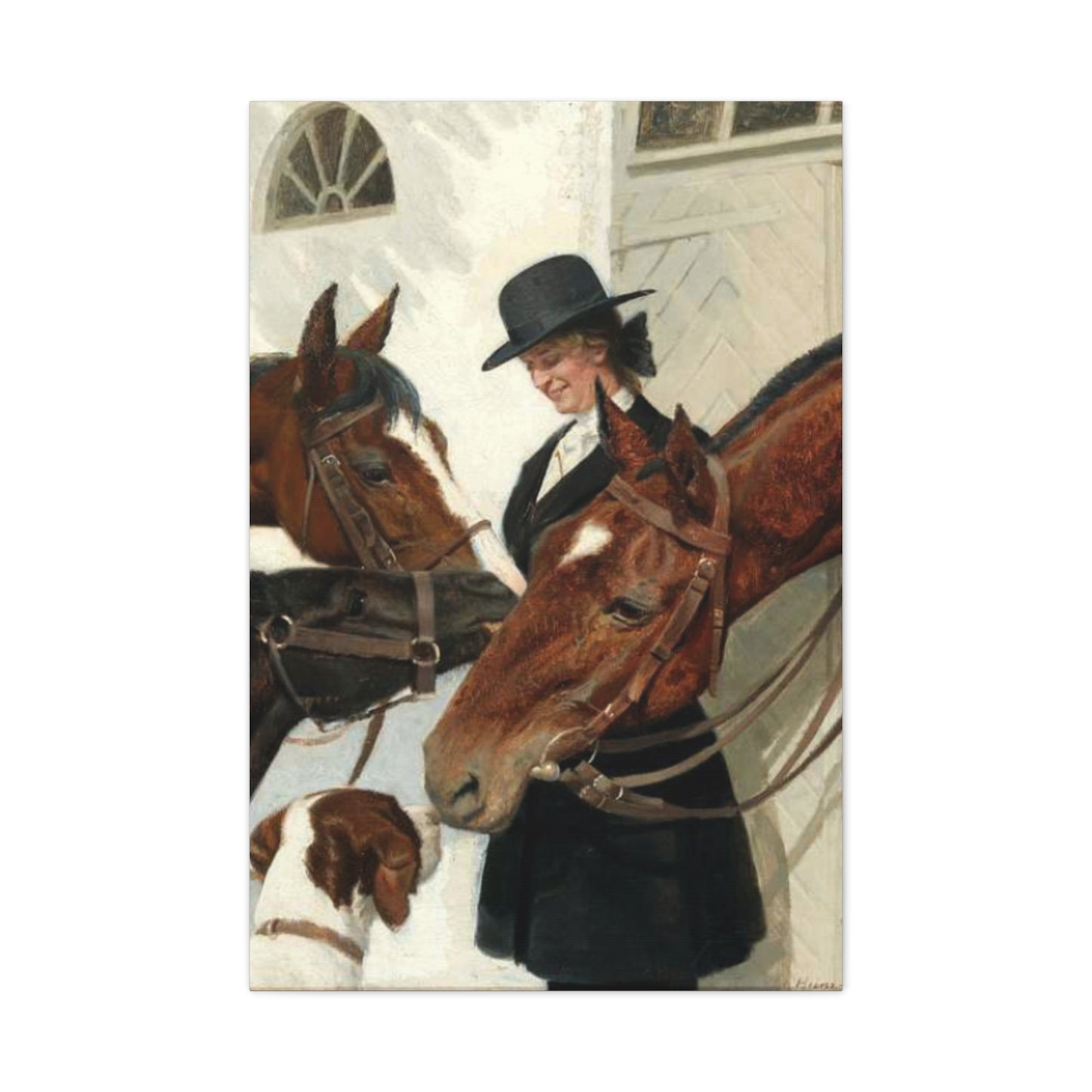 Equestrian Morning Matte Canvas Print — Visiting the Horses Wall Art