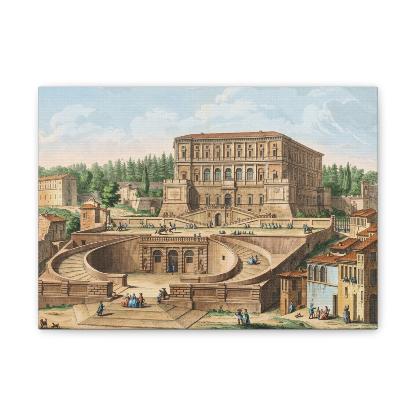 Renaissance Italian Villa Horsemen Canvas Print